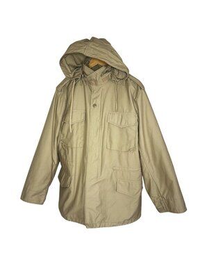 Tru-Spec Tactical Field Jacket Khaki Quilted Liner Hooded Gorpcore Mens Medium